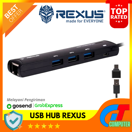 USB Hub Rexus 3.0 /  3 port with LAN + OTG Type C