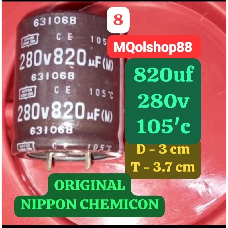 ORIGINAL NIPPON CHEMICON 820uf 250v ELCO ECO ELKO EKO CAP