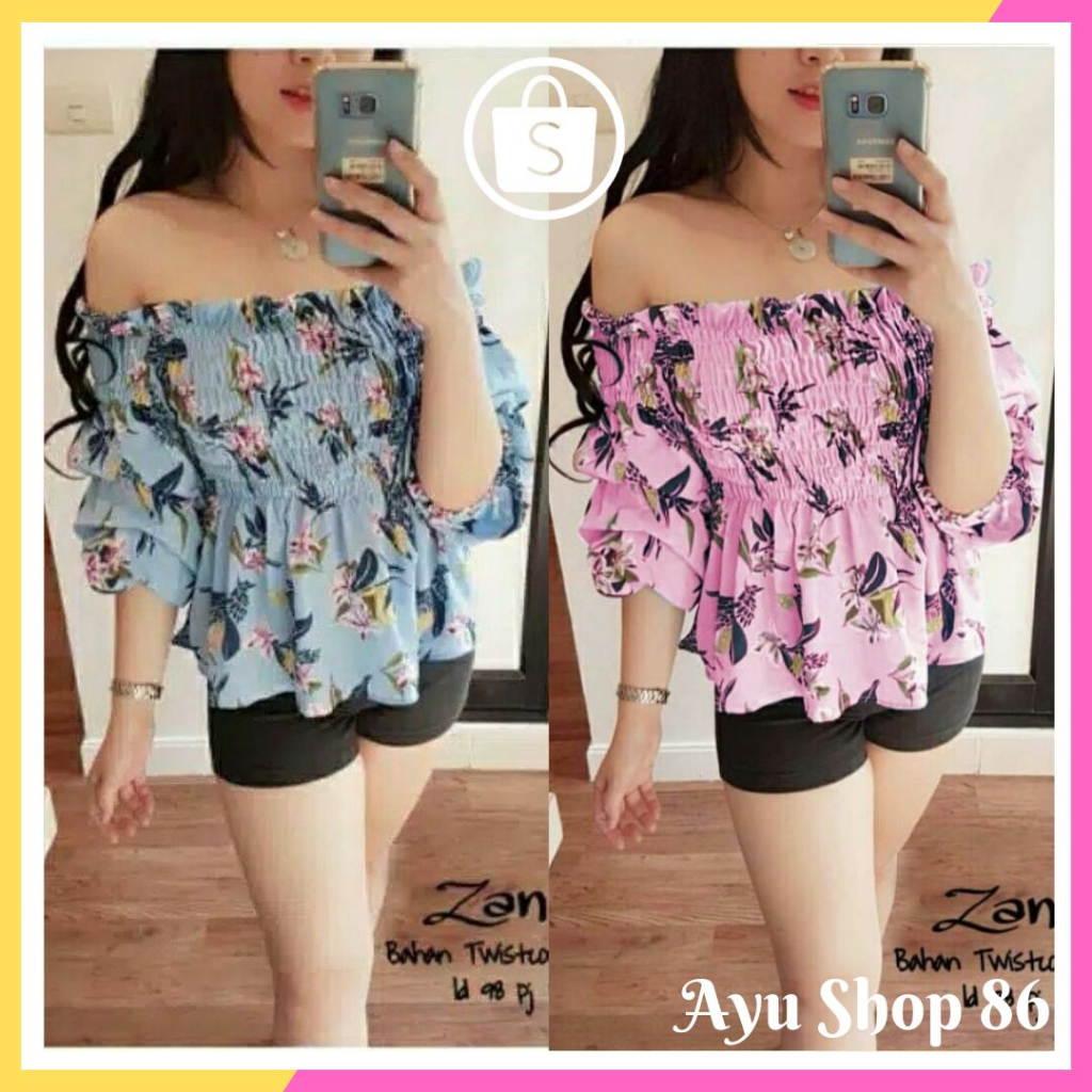 Top Sabrina Zanila Korean Style Trend Kekinian Baju Atasan Blouse Wanita Gadis Remaja Modern Cantik 