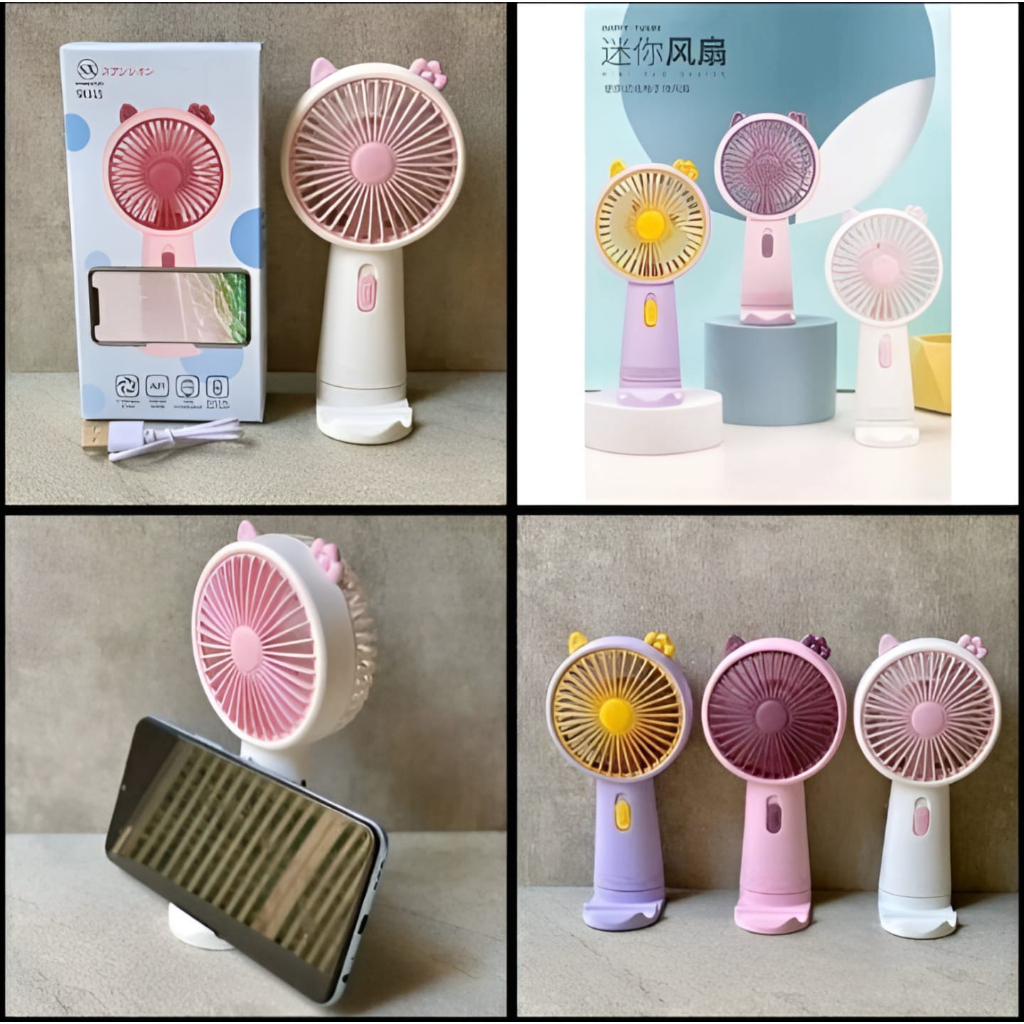 KIPAS ANGIN MINI PORTABLE / KIPAS GENGGAM KARAKTER / KIPAS ANGIN LAMPU LED FREE PACKING BUBBLEWRAP FBL