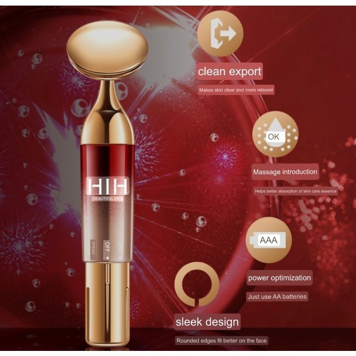 JE.ID Pemijat Wajah Red Gold Facial Massager Setrika Wajah Alat Perawatan Wajah Pemijat Wajah Alat Kecantikan Pemijat Perawatan Kulit Anti Aging Setrika Wajah Anti Aging Pemijat Wajah Getar Pemijat Wajah Simetris