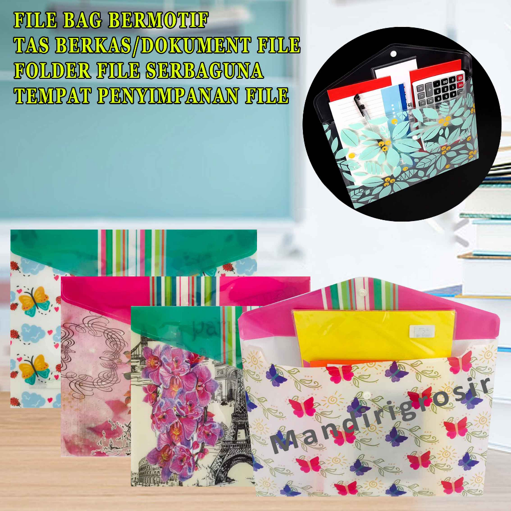 File Bag Motif * Huajie Folder * Folder File Serbaguna * Map Clear Holder