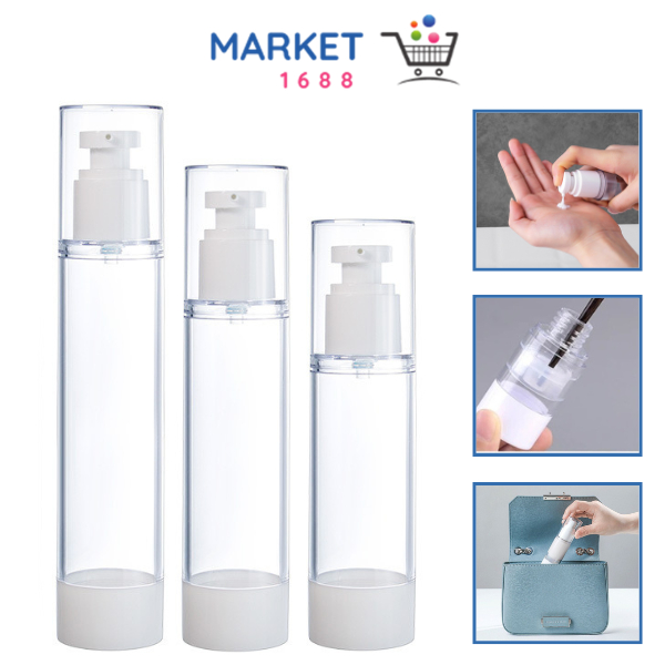 Market1688 Botol Refill Vacuum 50Ml Bottle Pump Lotion Airless 80Ml Botol Spray Transparant 100Ml Te