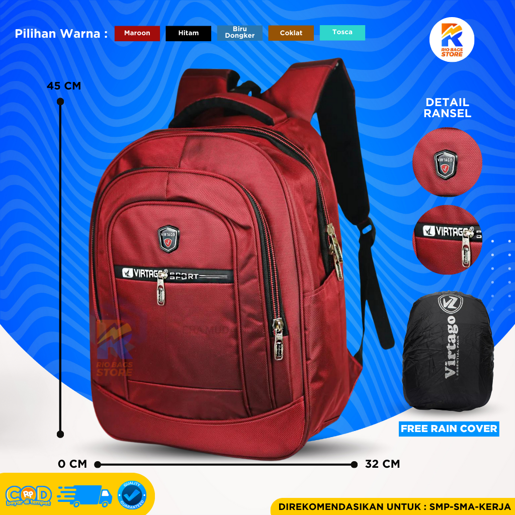 Tas Ransel Virtago Besar SMP-SMA-KERJA/Ransel Sekolah Terbaru Virtago