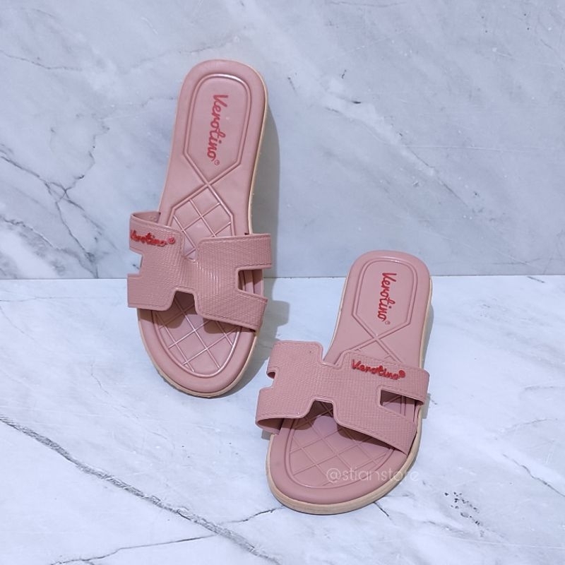 Sandal Flat Wanita Sandal Selop Karet Jelly Wanita Verotino