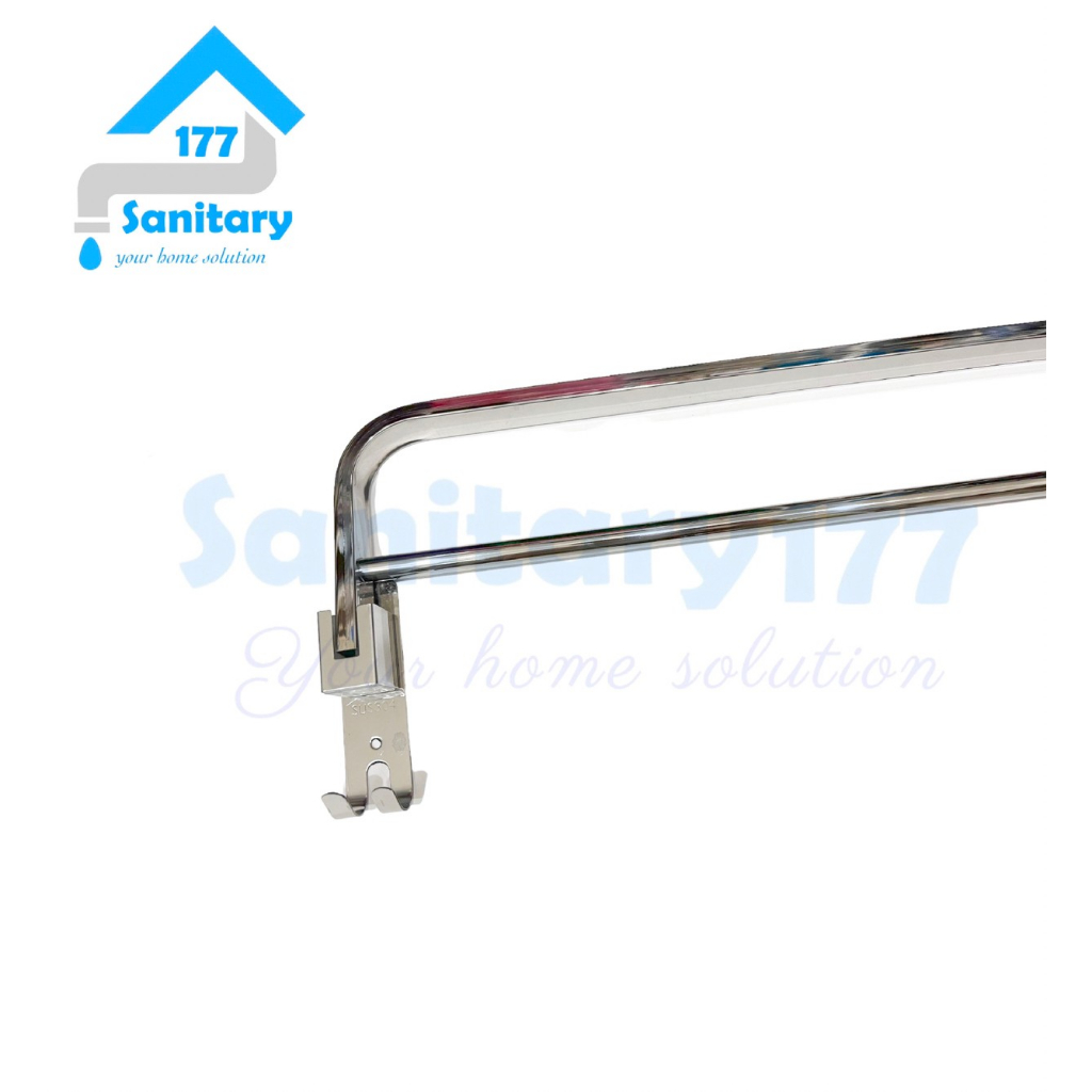 Rak Handuk Stainless Lipat 2 Susun Minimalis  8081- Gantungan Tempat Handuk Double Kapstok hook towel rack 2baris/S7