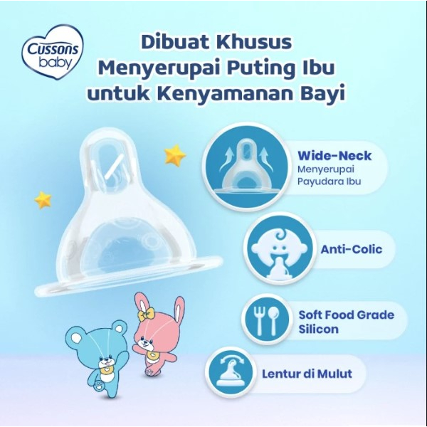 SILICONE NIPPLES - Dot Bayi Cussons Baby Size S M L Untuk Botol Susu Bayi silikon empeng cuson