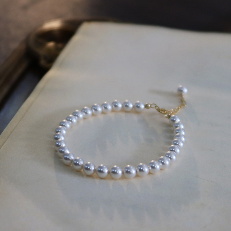 ISANUR97 - Gelang Mutiara Elastis 8mm Beads Pearl Korean Bracelet