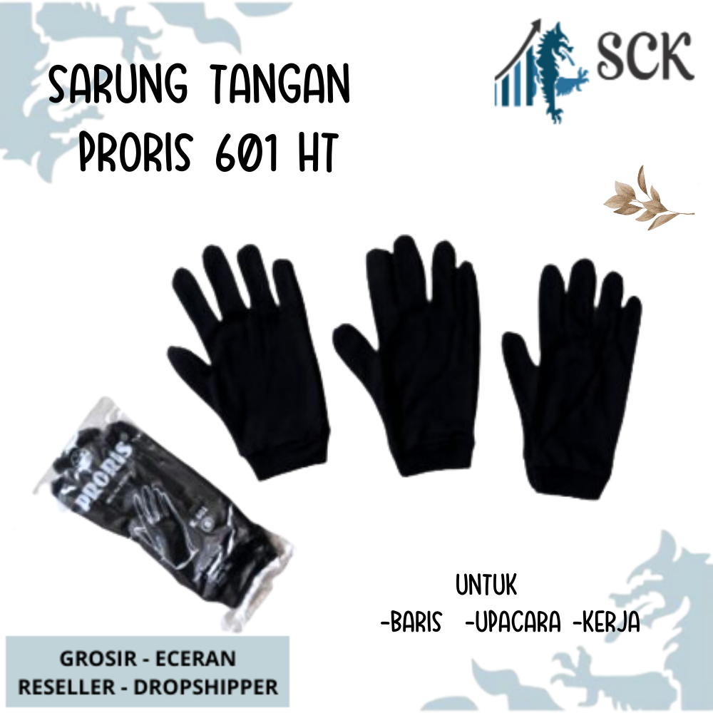 Sarung Tangan PRORIS 601 HITAM Dewasa Polos Halus / Kaos Tangan HITAM