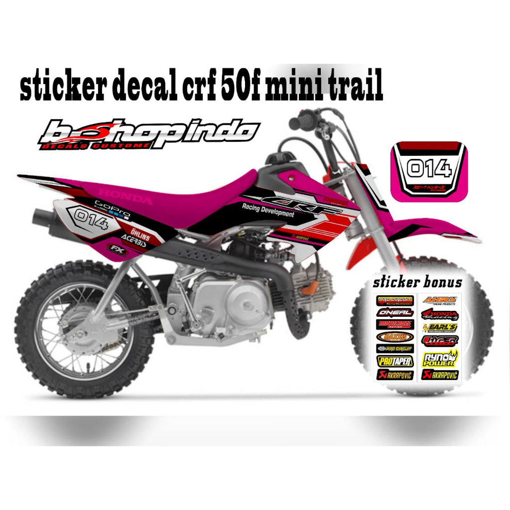 Sticker decal motor mini CRF 50f motif variasi gopro varian warna keren