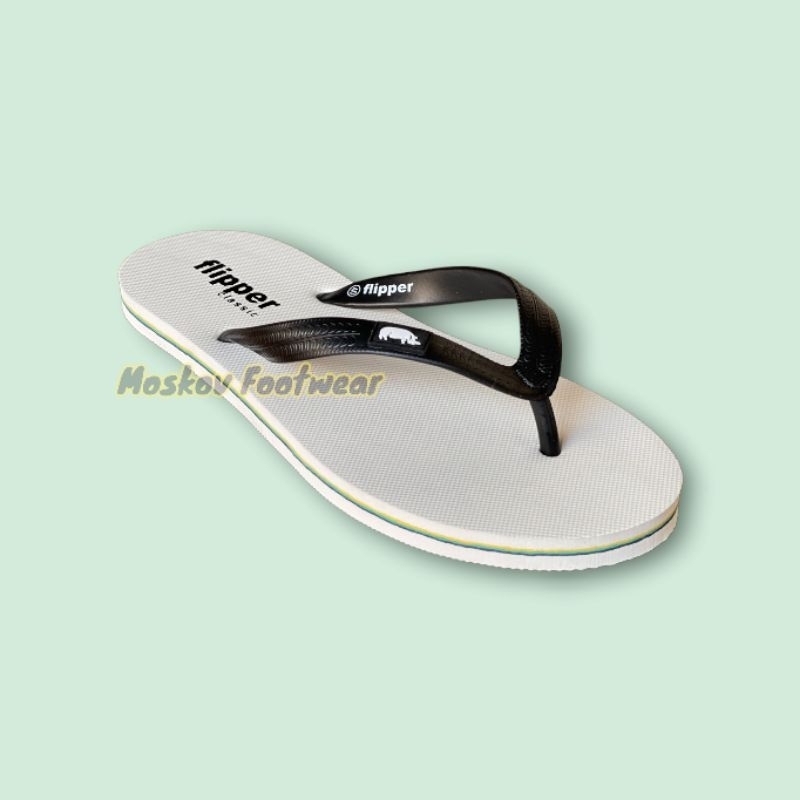 Sandal Jepit Pria Santai Munims Flip Flops Karet Rubber Anti Slip Sendal Japit Pantai Casual Flip Flop White On Black