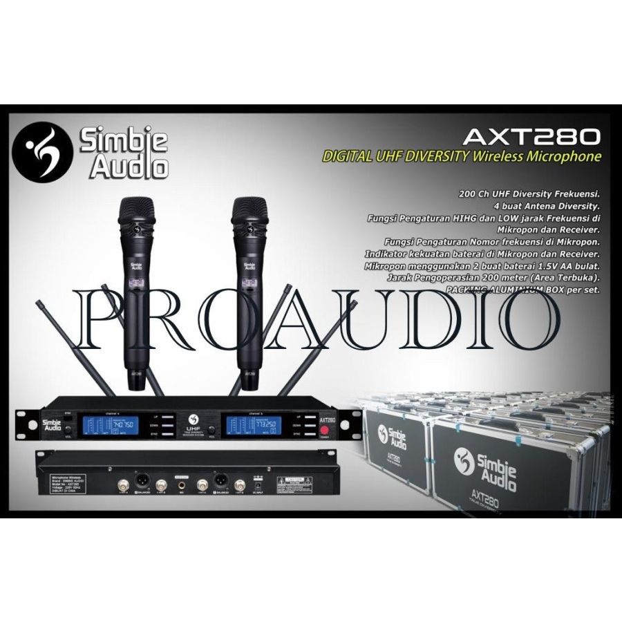 MIC WIRELESS SIMBIE AUDIO AXT280 AXT 280 UHF HIGH QUALITY ORIGINAL