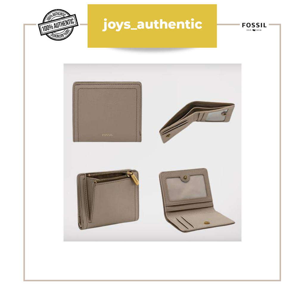 Dompet Wanita Fossil Logan Bifold Abu Gray Stone Woman Wallet Authentic Original