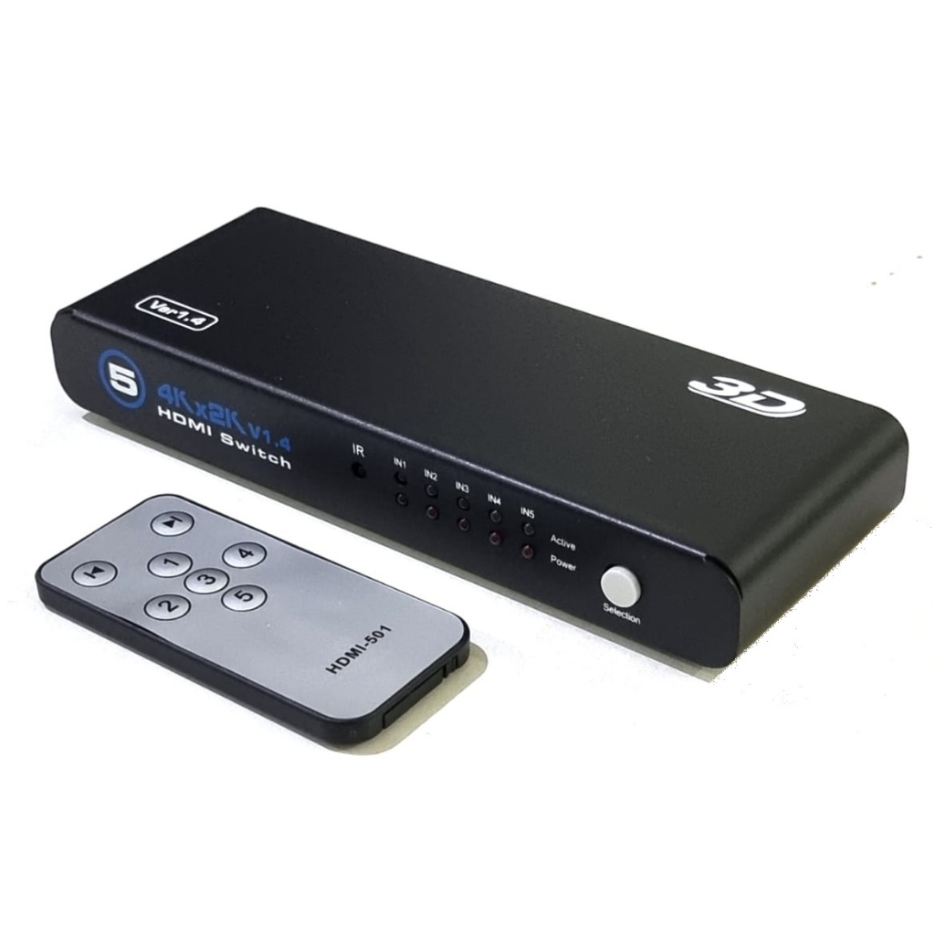 HDMI Switch 5 Port with Adaptor dan Remote support 4k