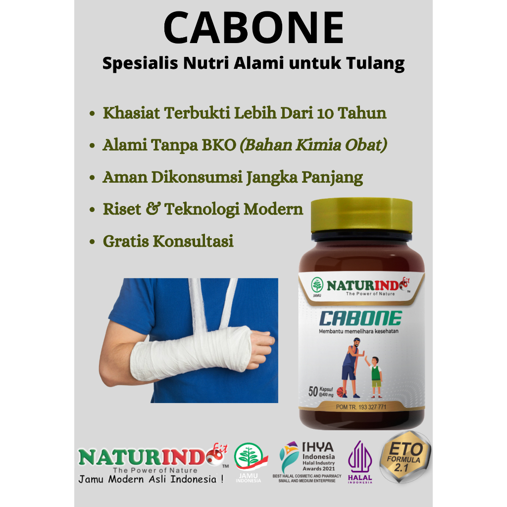 Obat Patah Tulang dan Retak Herbal Peninggi Badan CABONE Natrurindo