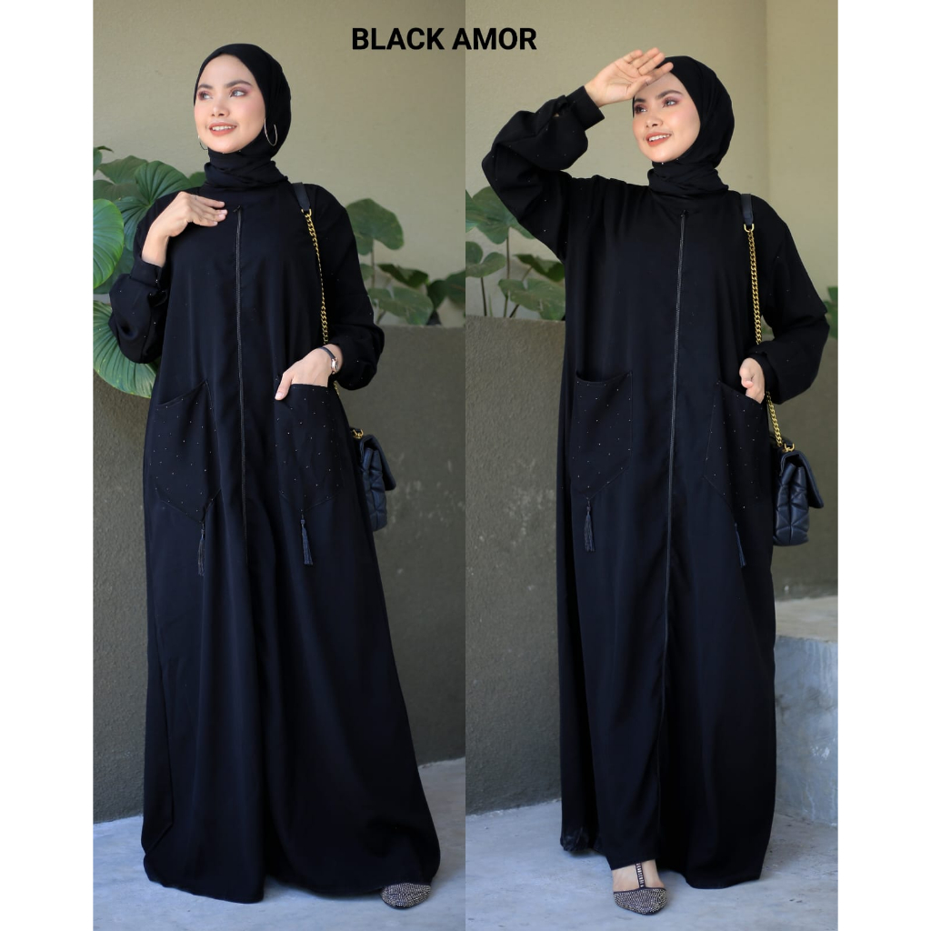 Gamis Abaya Hitam Turki Terbaru 2025 Motif Armor