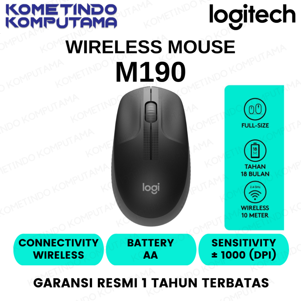 Logitech M190 CHARCOAL Mouse Wireless Full Size untuk Windows, Mac, Chrome OS &amp; Linux ABU