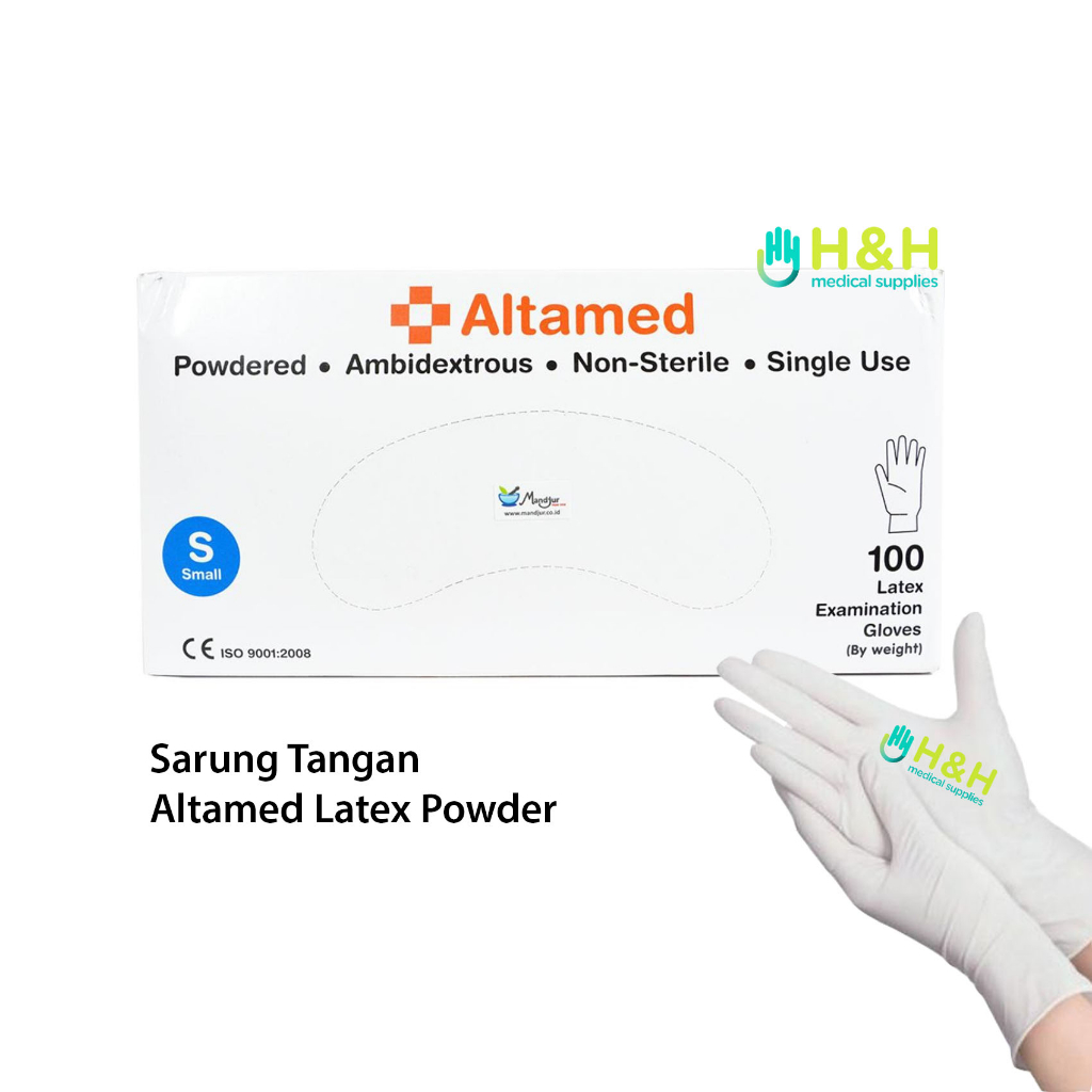 Sarung Tangan Karet Altamed Latex Powder / Hand Gloves Latex / Sarung Tangan Kesehatan / Handscoon Medis / Sarung Tangan Latex Altamed / Sarung Tangan Altamed / Sarung Tangan Karet Box / Sarung Tangan Karet Medis / Sarung Tangan Glove Karet 100 Murah