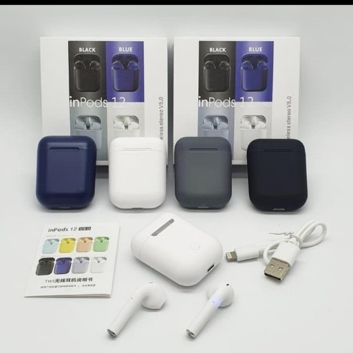 Headset BluetoothHandfree inpods 12 Macaron warna metalik wireless