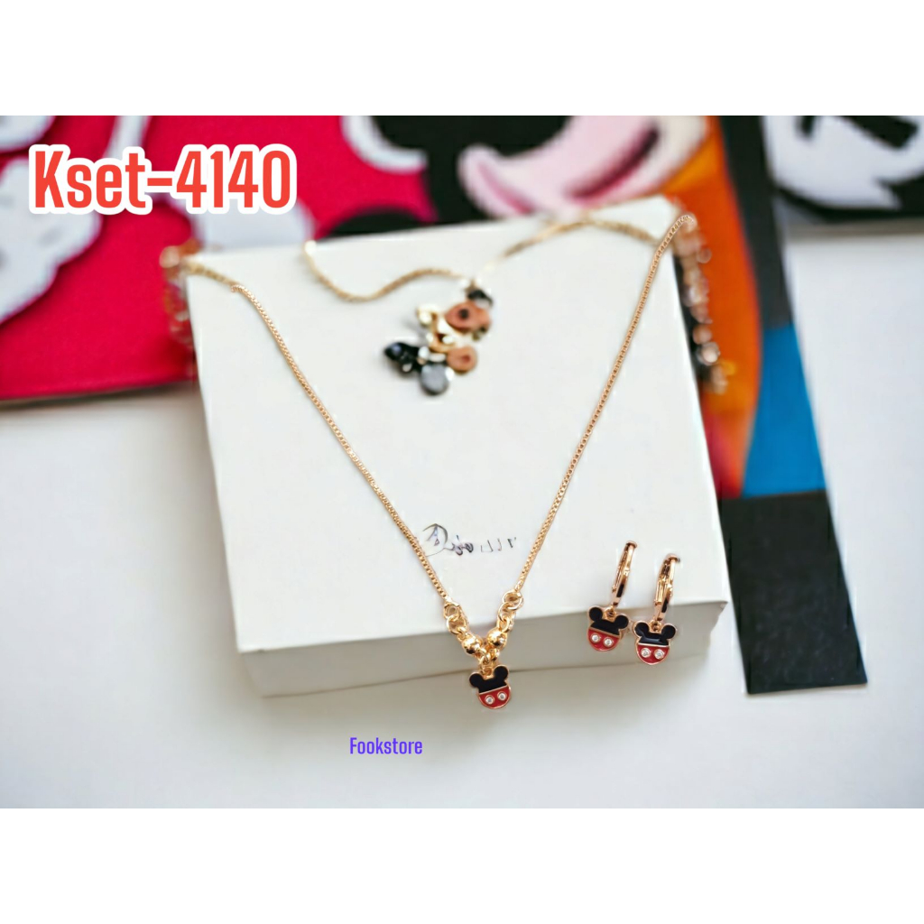 SET PERHIASAN ANAK KALUNG ANTING MOTIF KARTUN/KSET-4140/KSET-4142