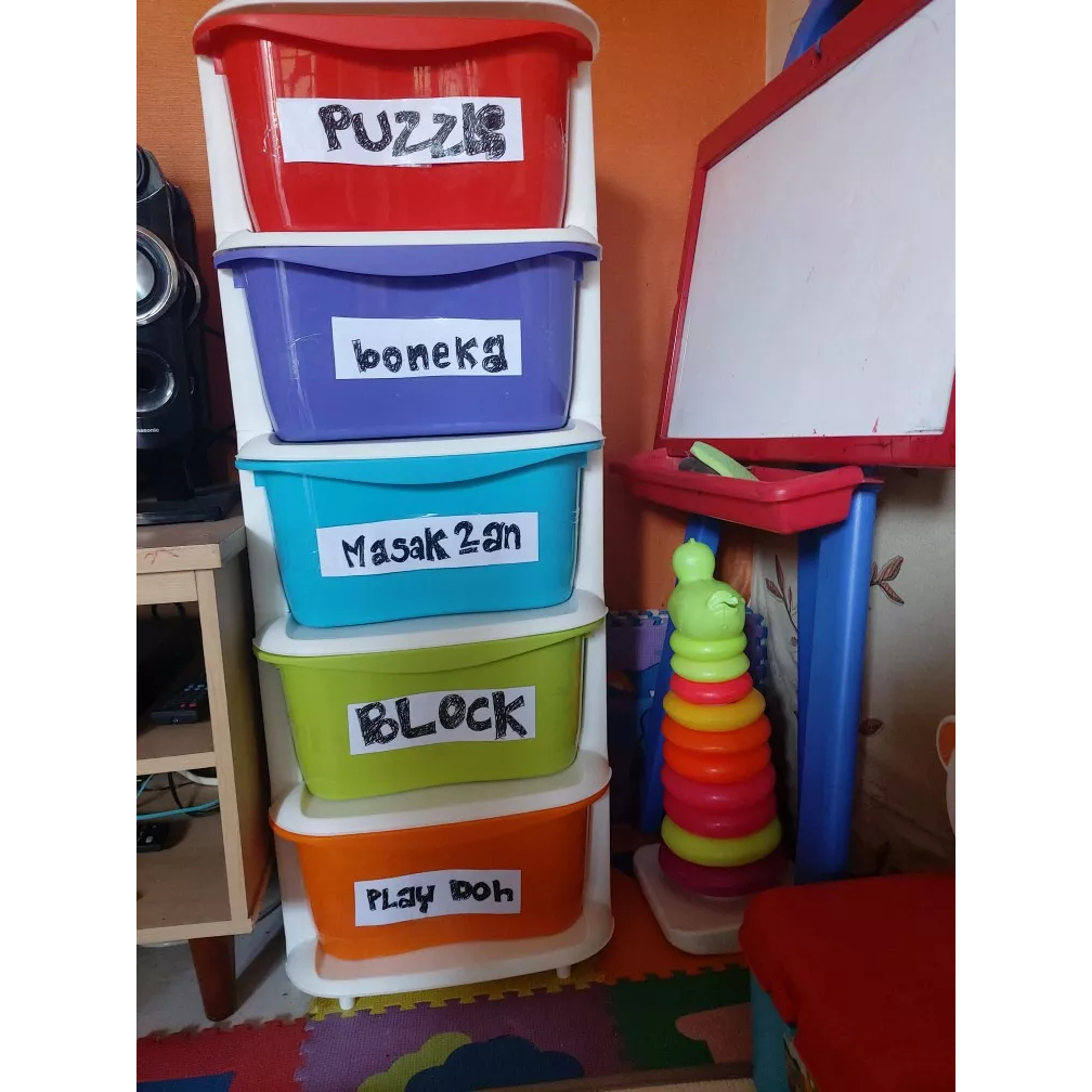 RAK SERBAGUNA Tower Container susun 5 MASPION laci baju mainan anak. lemari buku B-CC022