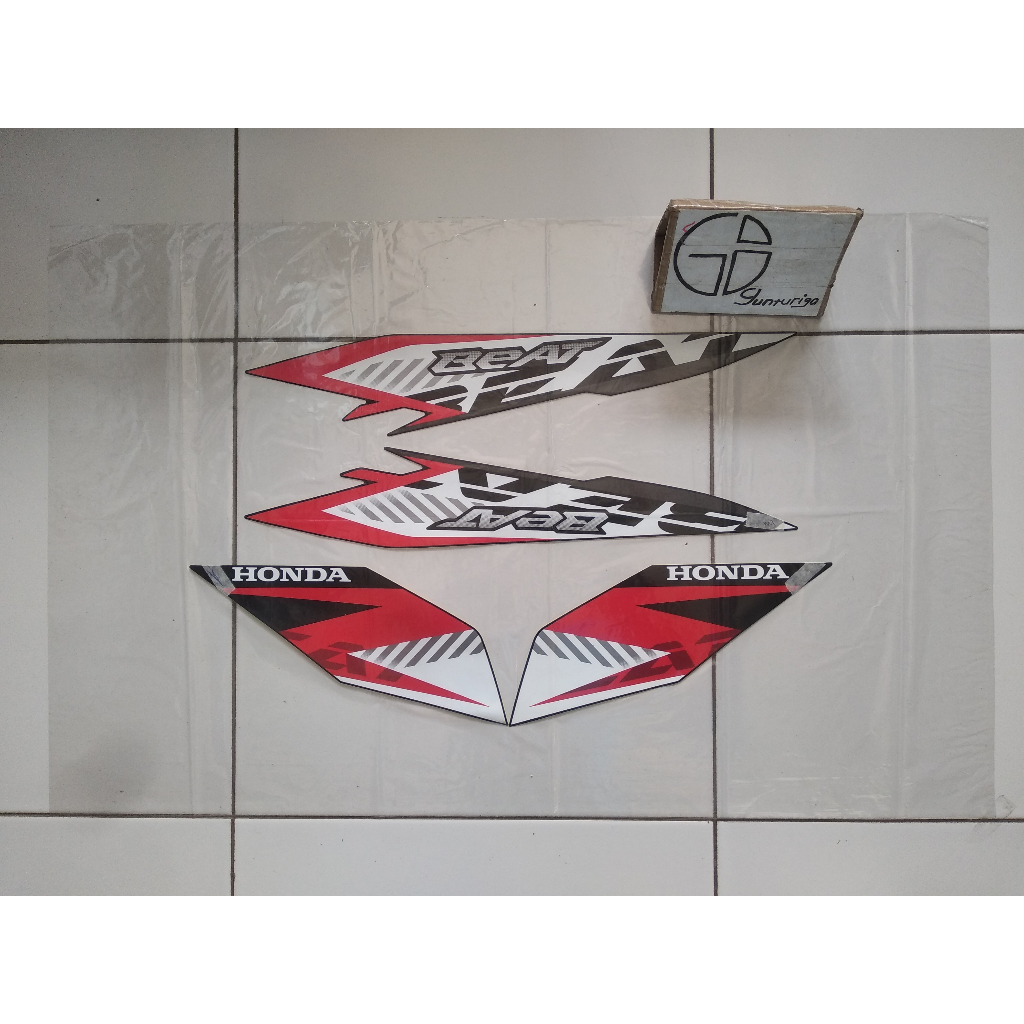 Striping Sticker Lis Honda Beat  2022 2023 Hitam Corak Merah Original