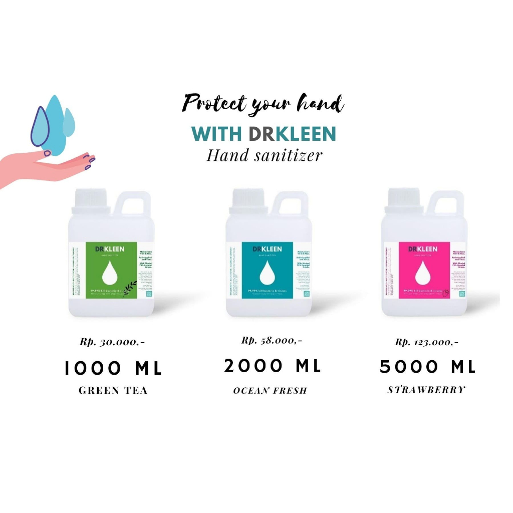 LAKU DRKLEEN Hand Sanitizer Liquid Cair 1 Liter Refill Spray