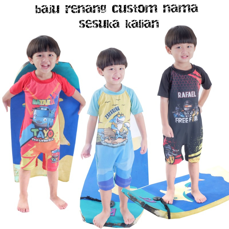 ( CUSTOM NAMA ) BAJU RENANG ANAK 2-13 TAHUN