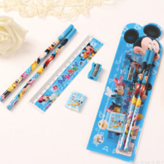 *FRAULEINCO* SET ALAT TULIS SEKOLAH 5in1 KARAKTER LUCU / MINI STATIONERY