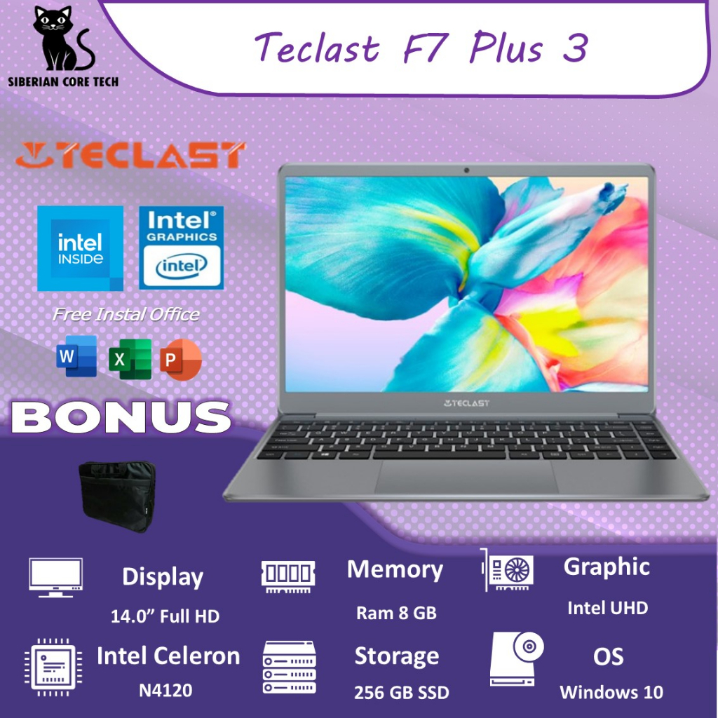 [LAPTOP MURAH] TECLAST F7 PLUS 3 N4120 8GB 256SSD W10 14.0FHD DARK GREY