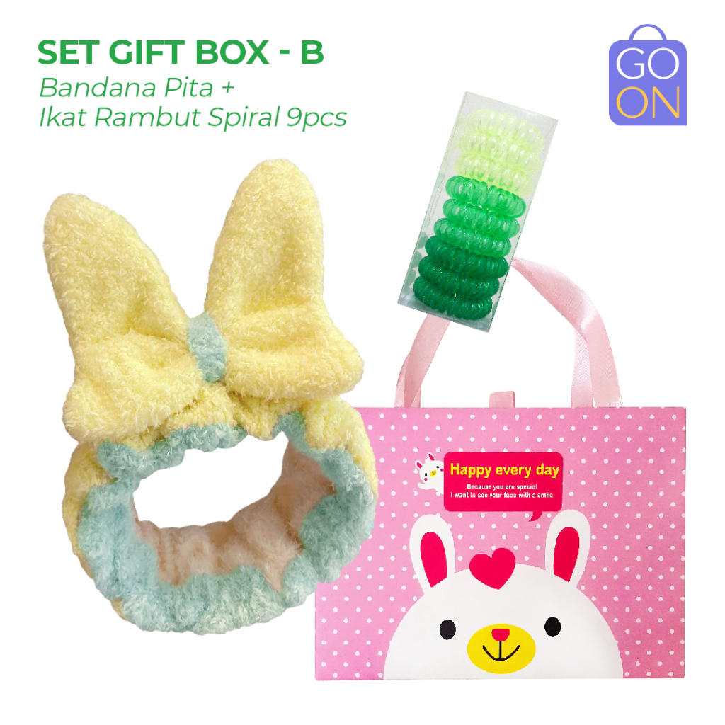 GIFTBOX Set Bandana + Ikat Rambut Spiral (9pcs) - Set Hadiah Aksesoris FashioN