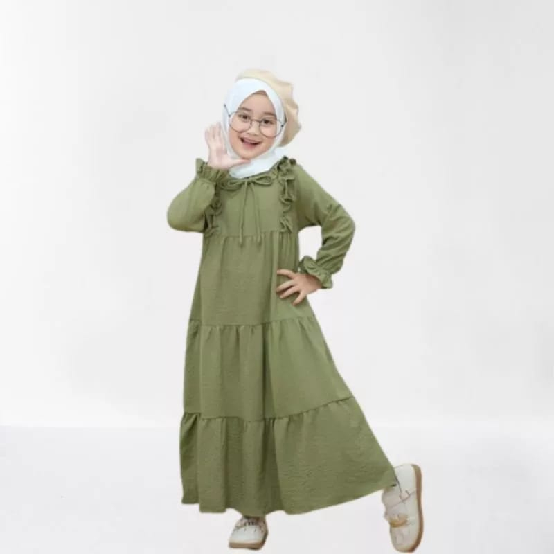 Pakaian Baju Gamis Anak Syar,i Kids Model Terbaru Gamis Crinkcle 1 - 9 Tahun