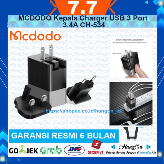 MCDODO Travel Charger USB 3 Port 3.4A - CH-5341