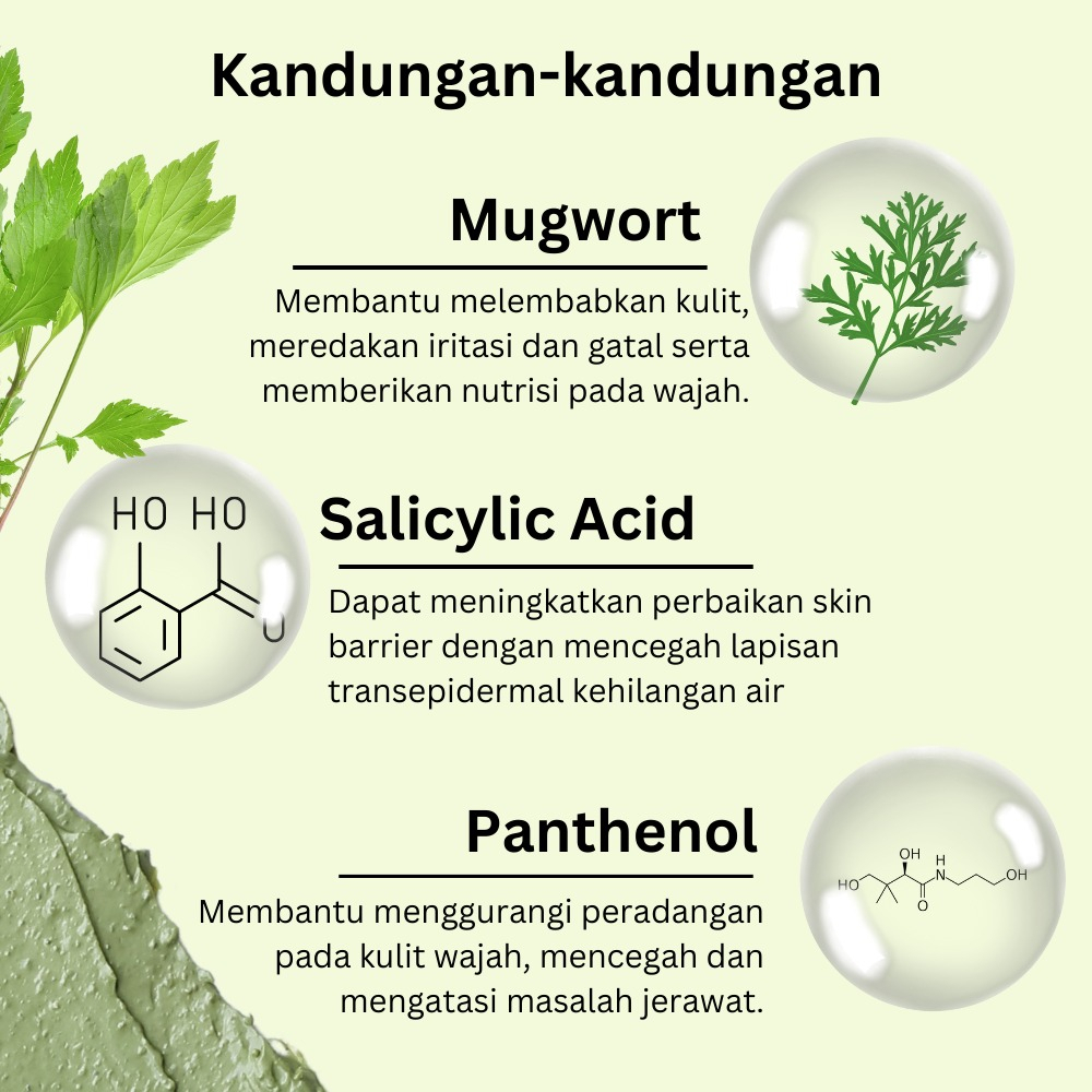 FEALI Mugwort Acne and Repairing Clay Stick 40gr / Feali Mugwort Clay Stick Masker Wajah /FACIAL MASK MASKER WAJAH -BPOM