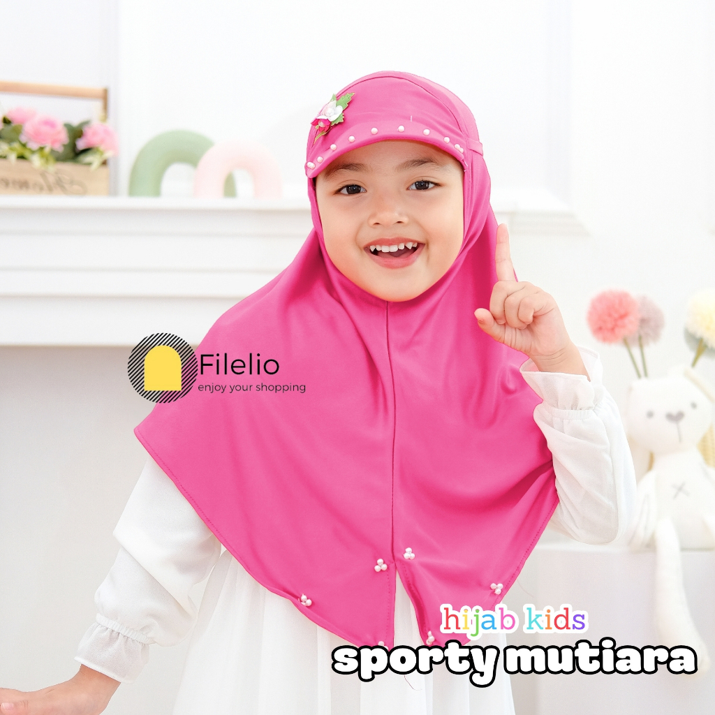 Jilbab Anak TK Topi Mutiara Usia 4-7 Tahun Hijab Anak TK Topi Variasi Mutiara Terbaru Bahan Jersey Kerudung Anak Terlaris