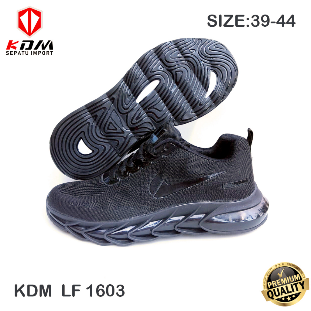 Sepatu Olahraga Sepatu Lari Running Shoes Premium Import KDM LF1603 Full Black