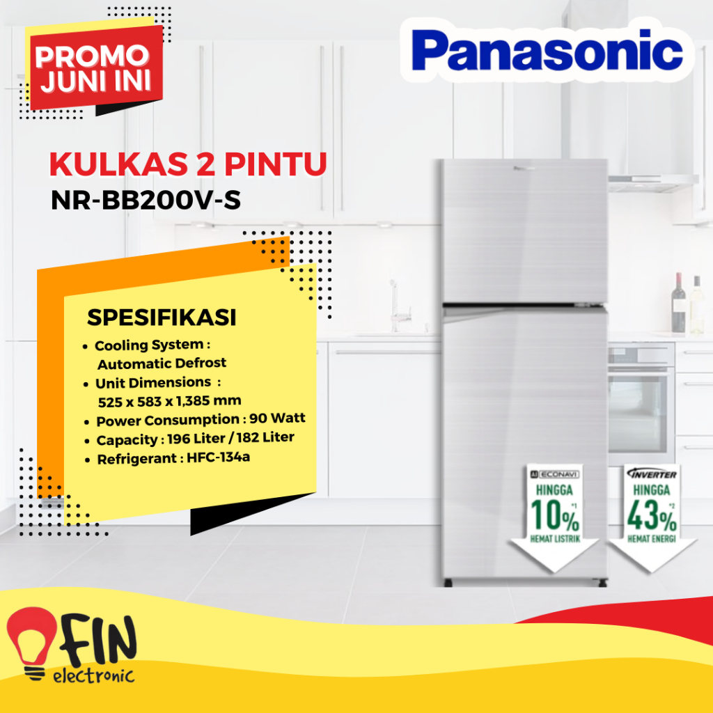 Kulkas 2 Pintu Panasonic NR-BB200V-S