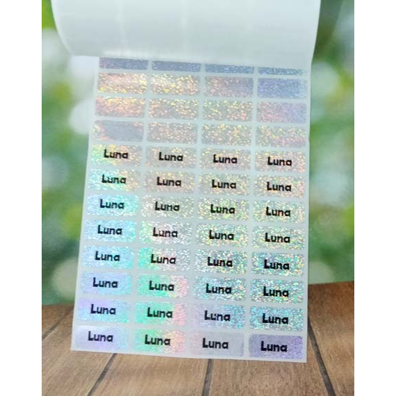 

Label Nama Import Waterproof Polos Silver Glitter