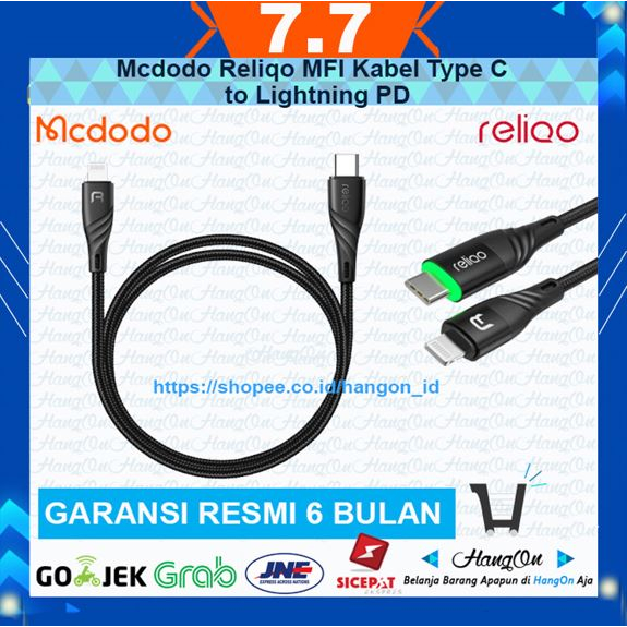 Mcdodo Reliqo Kabel Data Iphone MFI Type C to Lightning PD AutoCut off