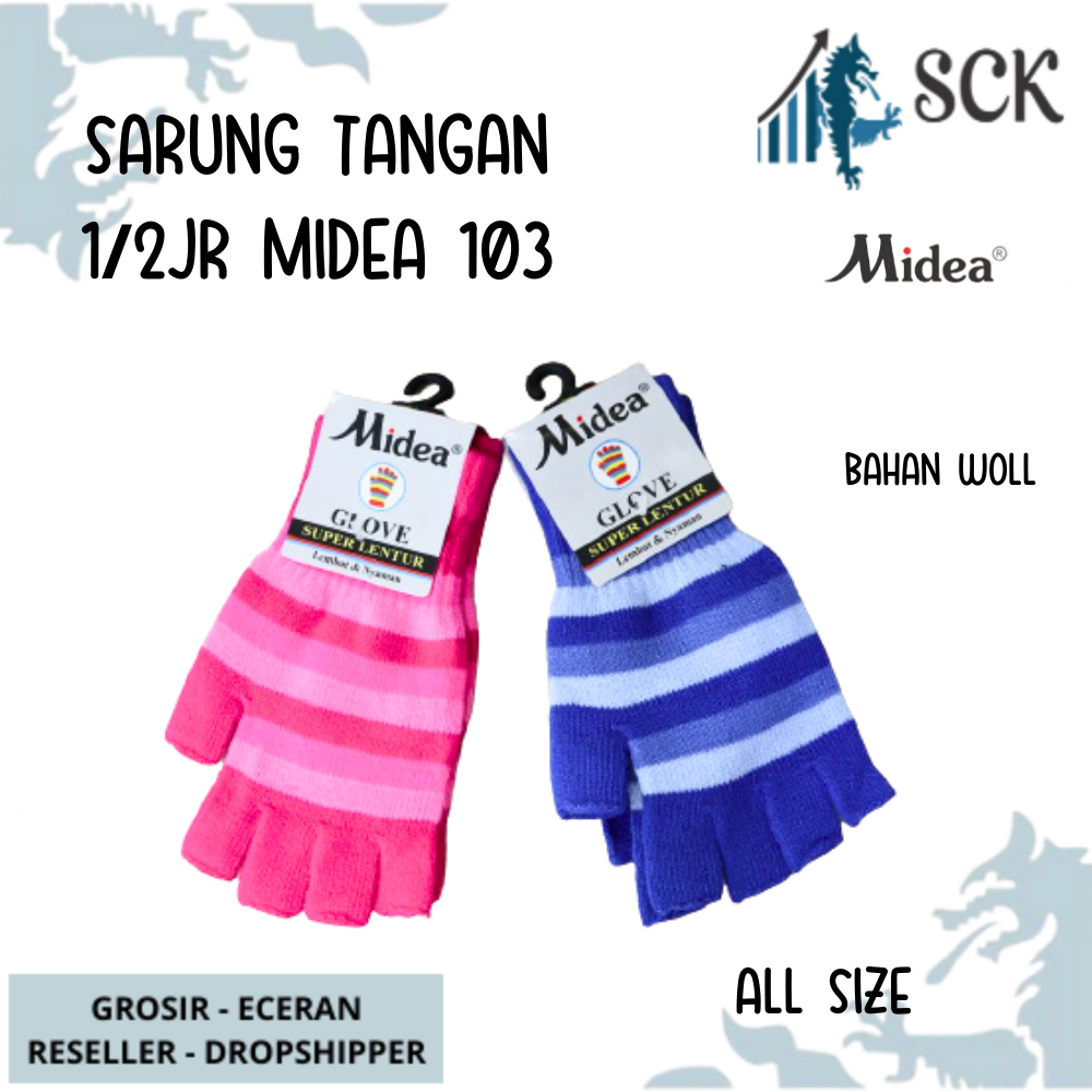 Sarung Tangan MIDEA 1/2 Jari 103 Strip WARNA / Kaos Tangan Dewasa MIDEA 1/2 JARI STRIP 103 / Perlengkapan Otomotif - sckmenwear GROSIR