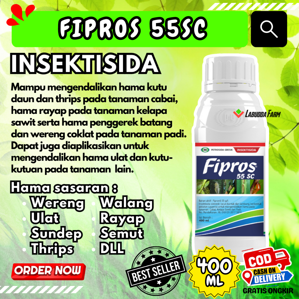Fipros 55 SC 400ml Insektisida Sistemik Obat Hama Tanaman Insektisida Bahan Aktif Fipronil Pembasmi 