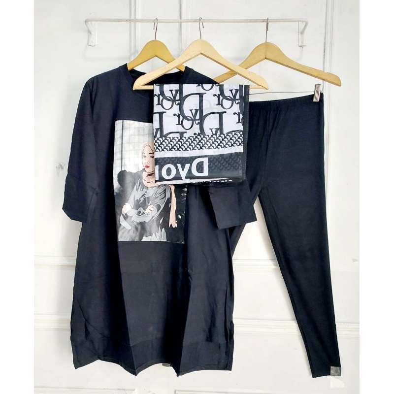 TUNIK COMBED TERBARU SET LEGGING+HIJAB VOAL // LONG TUNIK COMBED LD 110// TUNIK VIRAL