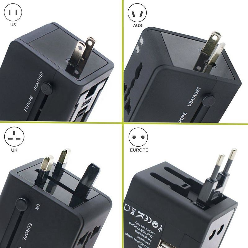 Travel Adaptor Universal Dual USB 2.1A Fast Charging Multi Converter US / UE / UK adapter with Pouch