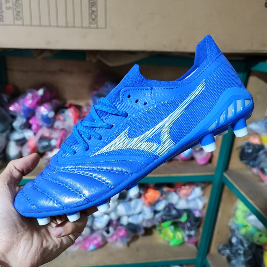 Sepatu Sepak Bola Soccer Mizuno Morelia Neo 3 III Beta made in japan FG - Reflex Blue White