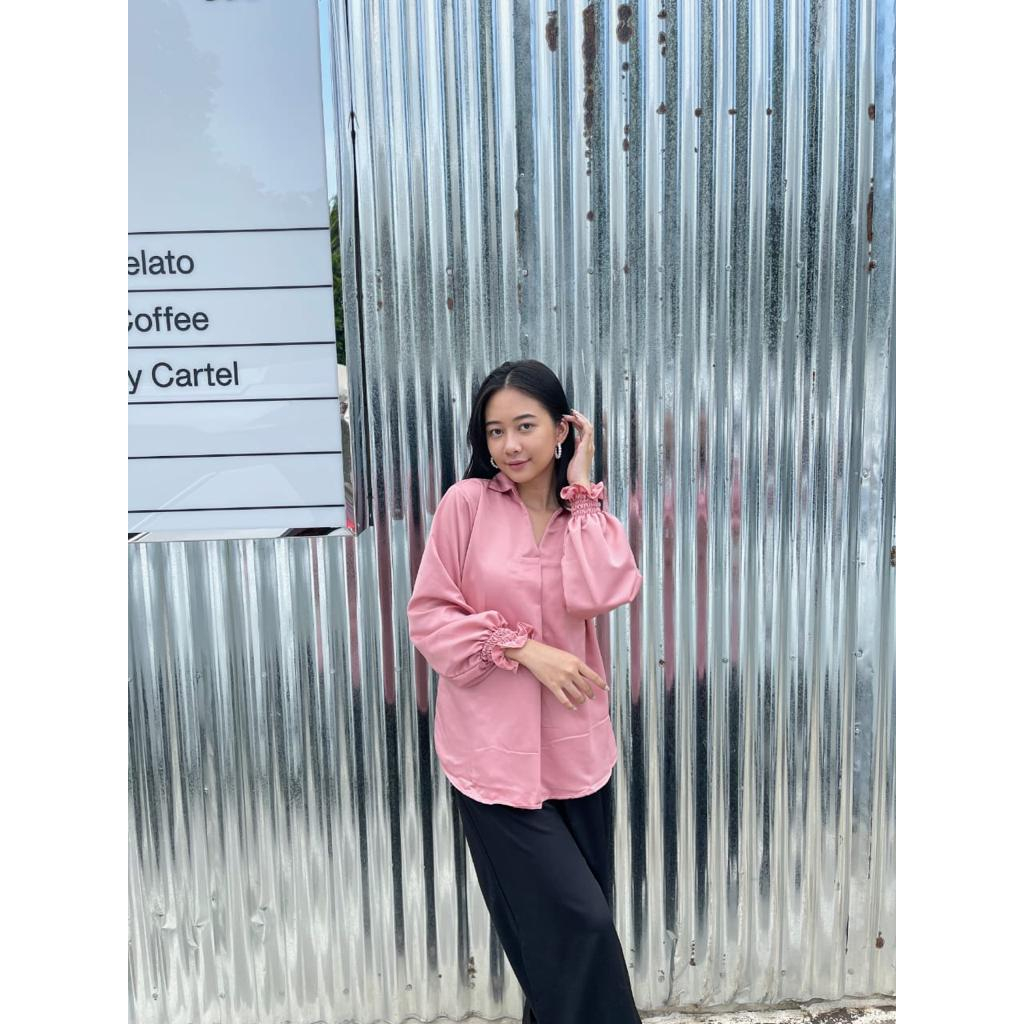 KYLA BLOUSE SATIN - ATASAN WANITA BLOUSE KASUAL POLOS