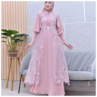 Disa dress kondangan muslimah gamis brukat gaun pesta wanita muslim