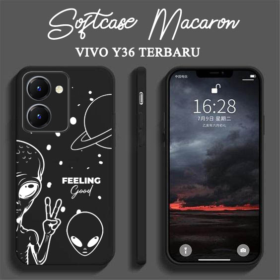 Softcase Macaron Motif Vivo Y36 Terbaru [UV11] Motif Hitam - Softcase Vivo Y36 2023 - Case Vivo Y36 