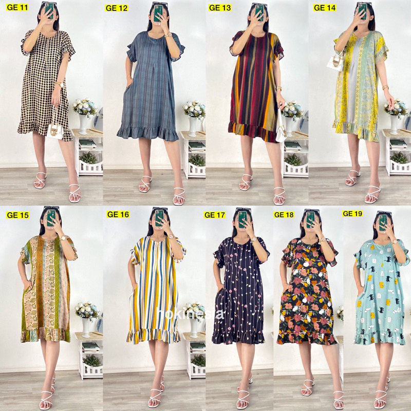 Daster Rayon Pendek Busui Ruffle / Daster Gendis Dress Daster Nyaman Bumil Busui Friendly