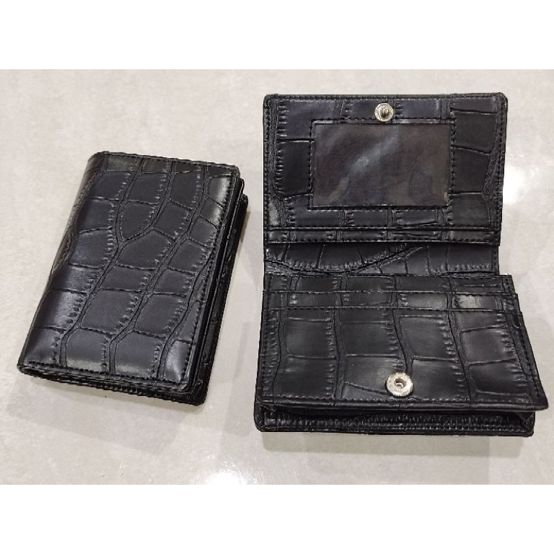 Dompet kartu kancing ori motif croco