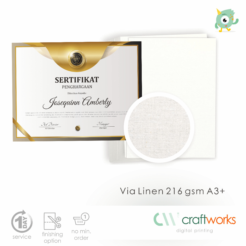 CETAK FANCY PAPER VIA LINEN 216 GSM A3+